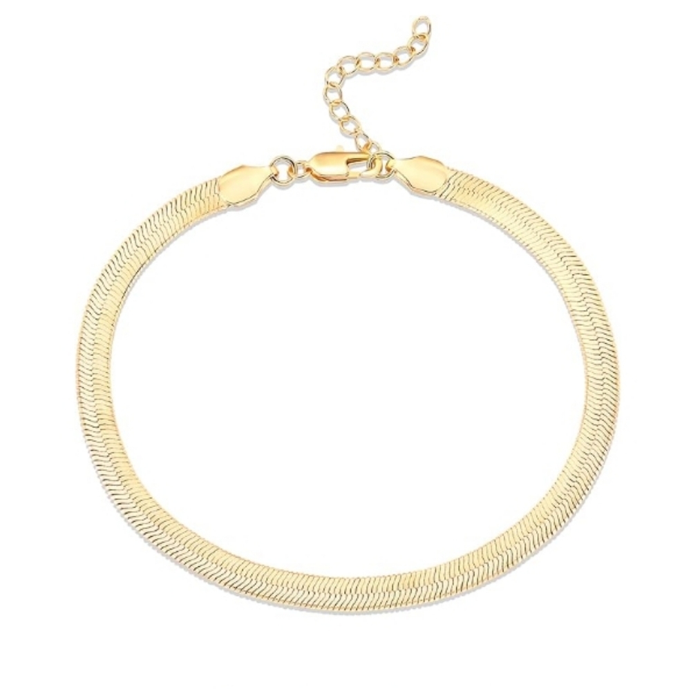 14K Gold Plated Charm Link Snake Adjustable Gold Anklet